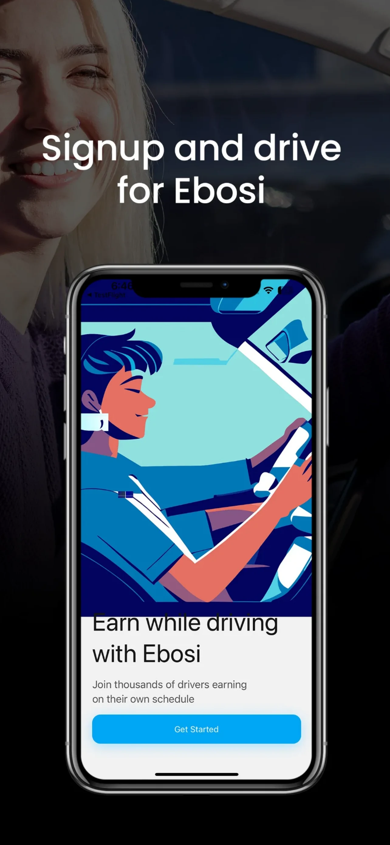 Ebosi Driver sign up screen