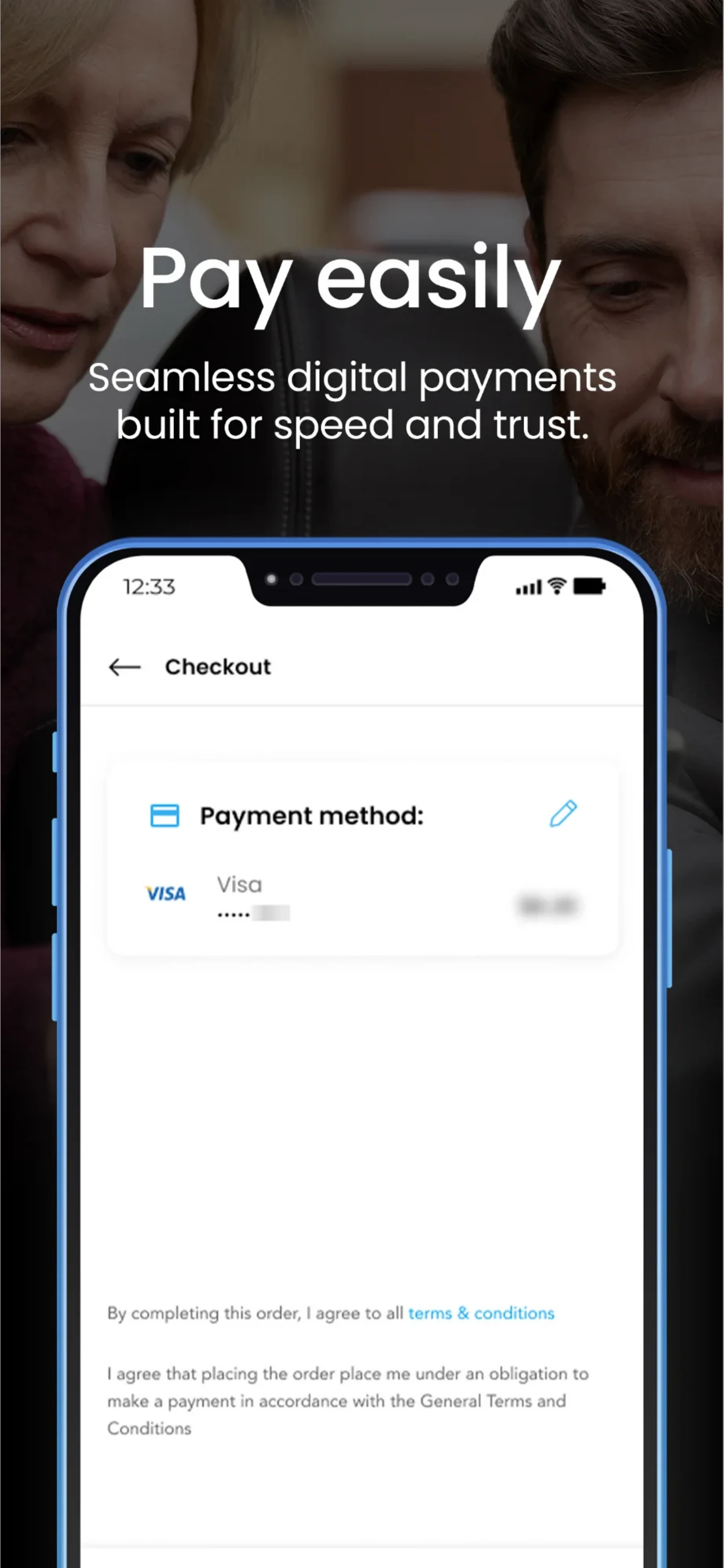 Ebosi checkout with a saved card
