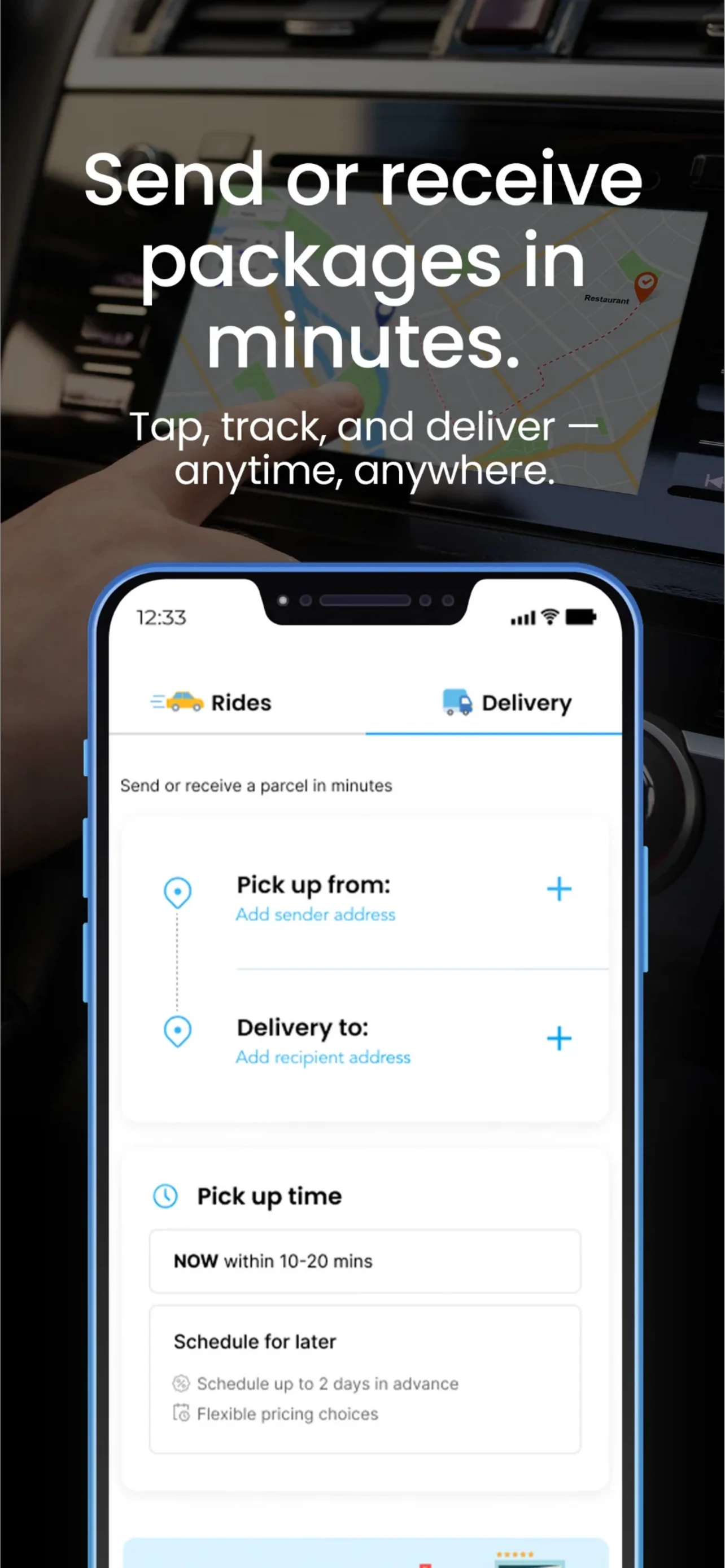 Ebosi rider app: send or receive a package